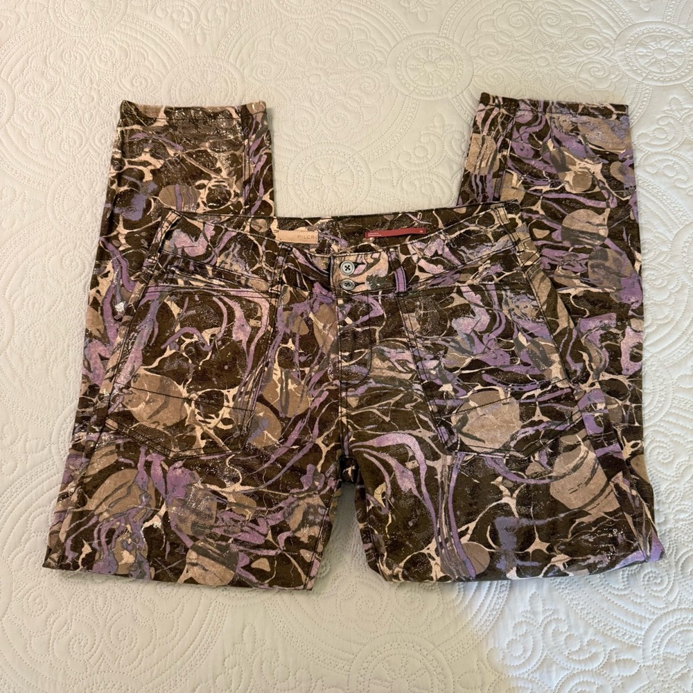 Anthropologie Pilcro The Wanderer Pants Jeans Metallic Gold Thread Design 29 - Picture 2 of 11